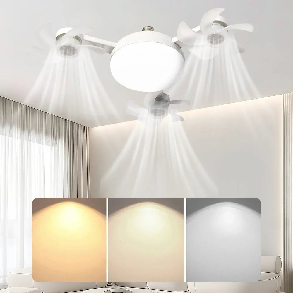 Lâmpada Ventilador de Teto Modern Lar™ com 4 Hélices e Controle Remoto / Ventilação Eficiente e Iluminação Elegante para Qualquer Ambiente!