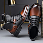 Bota Dallas™ em Couro Premium com Fivela Lateral Ajustável