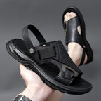 Sandália Masculina Fênix™ em Couro Genuíno / A Sua Melhor Escolha em Conforto, Estilo e Praticidade!
