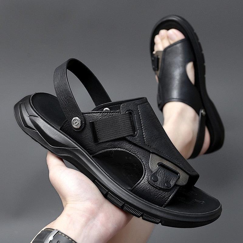 Sandália Masculina Fênix™ em Couro Genuíno / A Sua Melhor Escolha em Conforto, Estilo e Praticidade!
