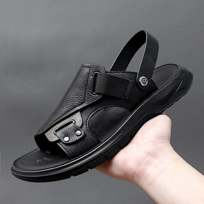 Sandália Masculina Fênix™ em Couro Genuíno / A Sua Melhor Escolha em Conforto, Estilo e Praticidade!