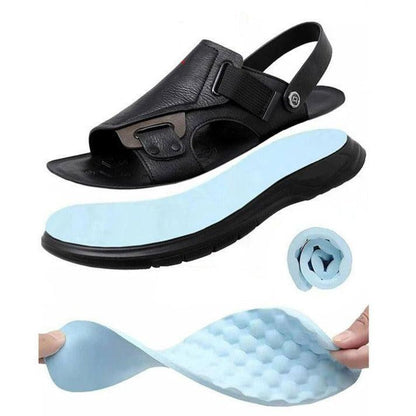 Sandália Masculina Fênix™ em Couro Genuíno / A Sua Melhor Escolha em Conforto, Estilo e Praticidade!