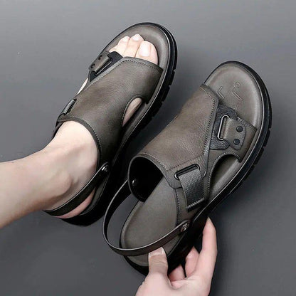 Sandália Masculina Fênix™ em Couro Genuíno / A Sua Melhor Escolha em Conforto, Estilo e Praticidade!