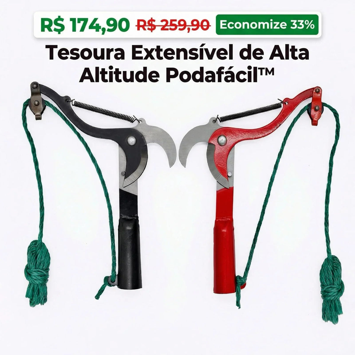Tesoura Extensível de Alta Altitude Podafácil™: Corte de Ramos, Poda e cuidados de Jardinagem!